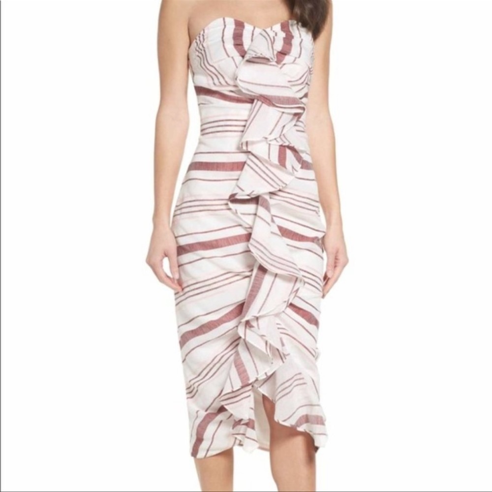 C/MEO Collective On Her Own Strapless Midi Dress